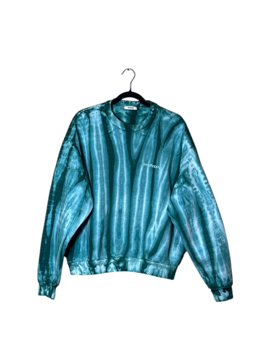 Madhappy Teal Tie-Dye Crewneck Sweater,Size S,Men’s